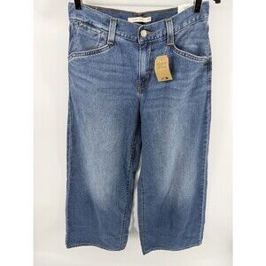 NWT $108 Levi's Premium Baggy Dad Wide Leg Jeans Cotton Linen Women Size 25X31